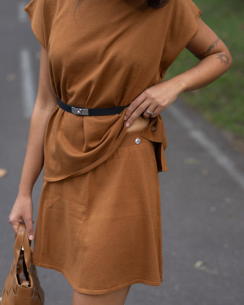 Minissaia em Tricot - Cris com modelagem evasê