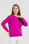 Blusa em Tricot - Violeta com decote redondo e modelagem ampla