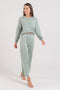 Conjunto em tricot - Valéria (Blusa + Calça reta) com decote redondo e modelagem ampla