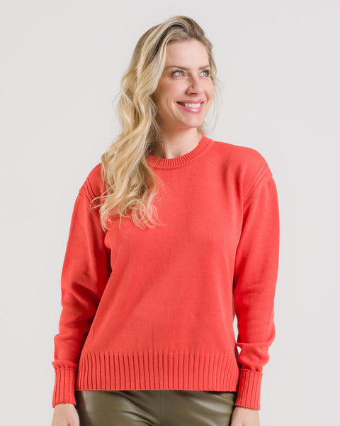 Blusa em Tricot com Nervuras Laterais - Olga com decote redondo e modelagem ampla