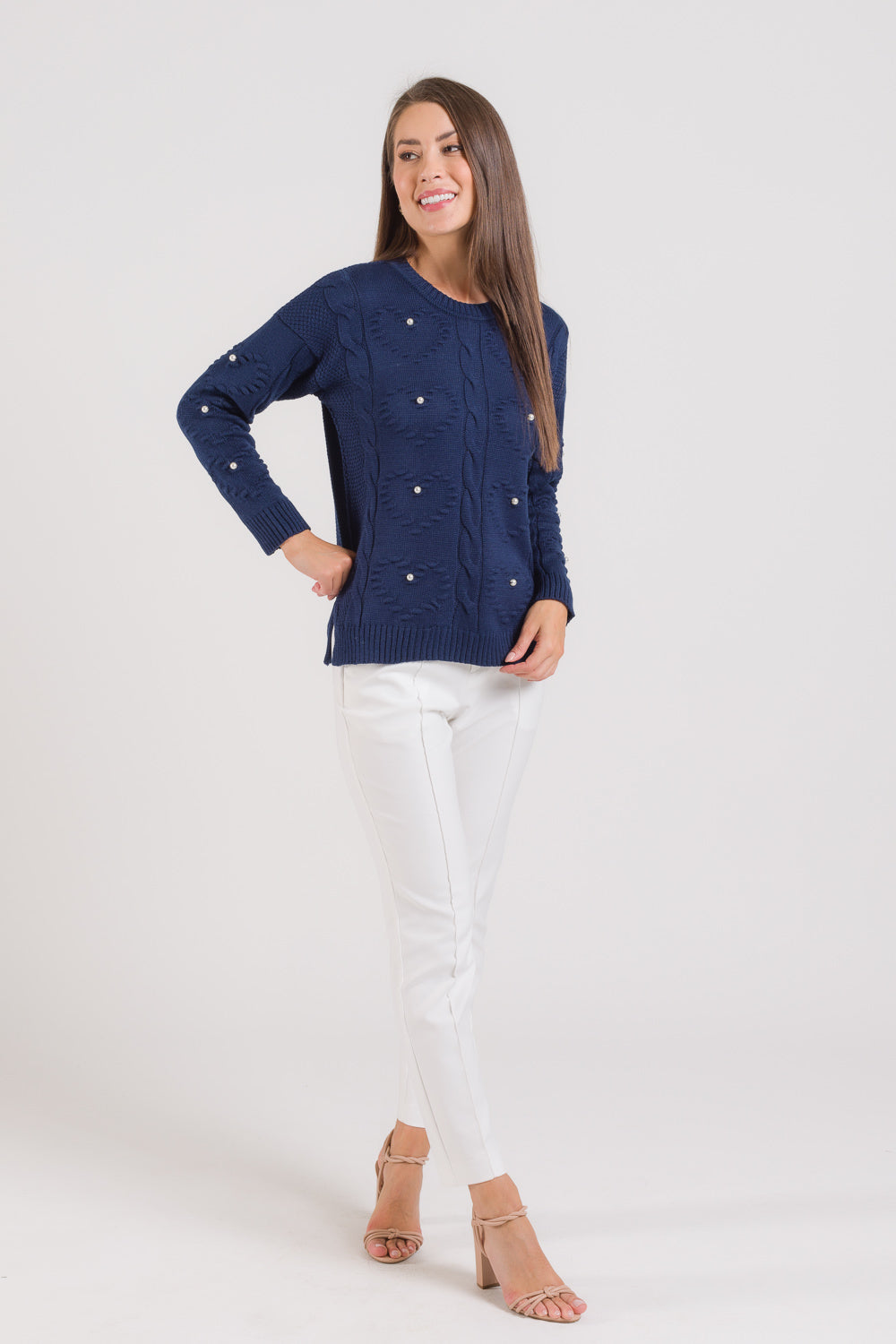 Blusa em Tricot com Corações e Pérolas - Luana