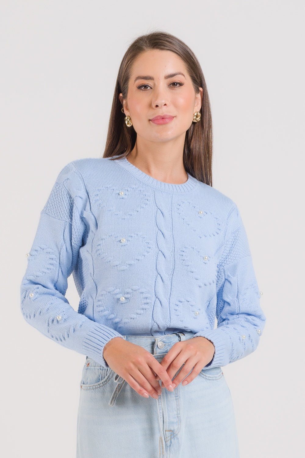 Blusa em Tricot com Corações e Pérolas - Luana