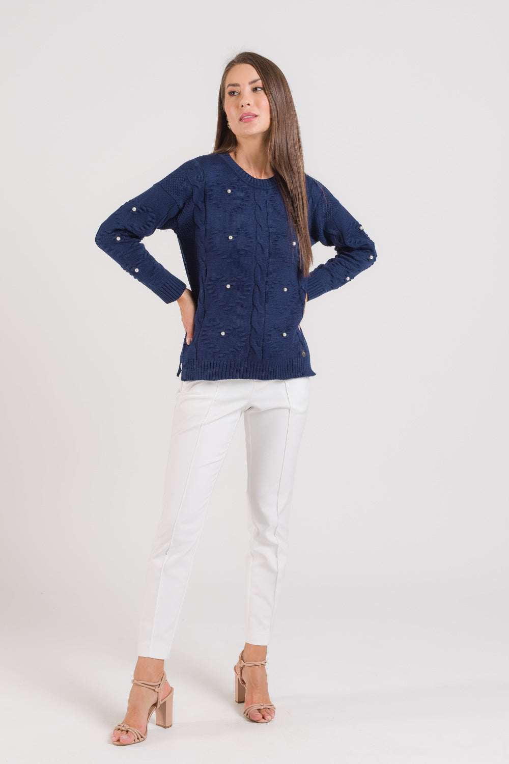 Blusa em Tricot com Corações e Pérolas - Luana