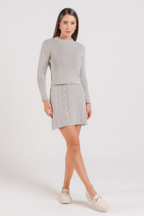 Blusa em Tricot com Detalhe no Punho - Sofia com decote redondo