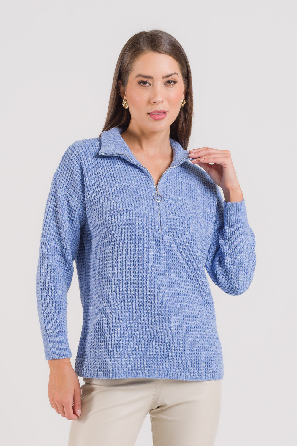 Blusa em Tricot Gola com Zíper - Michele