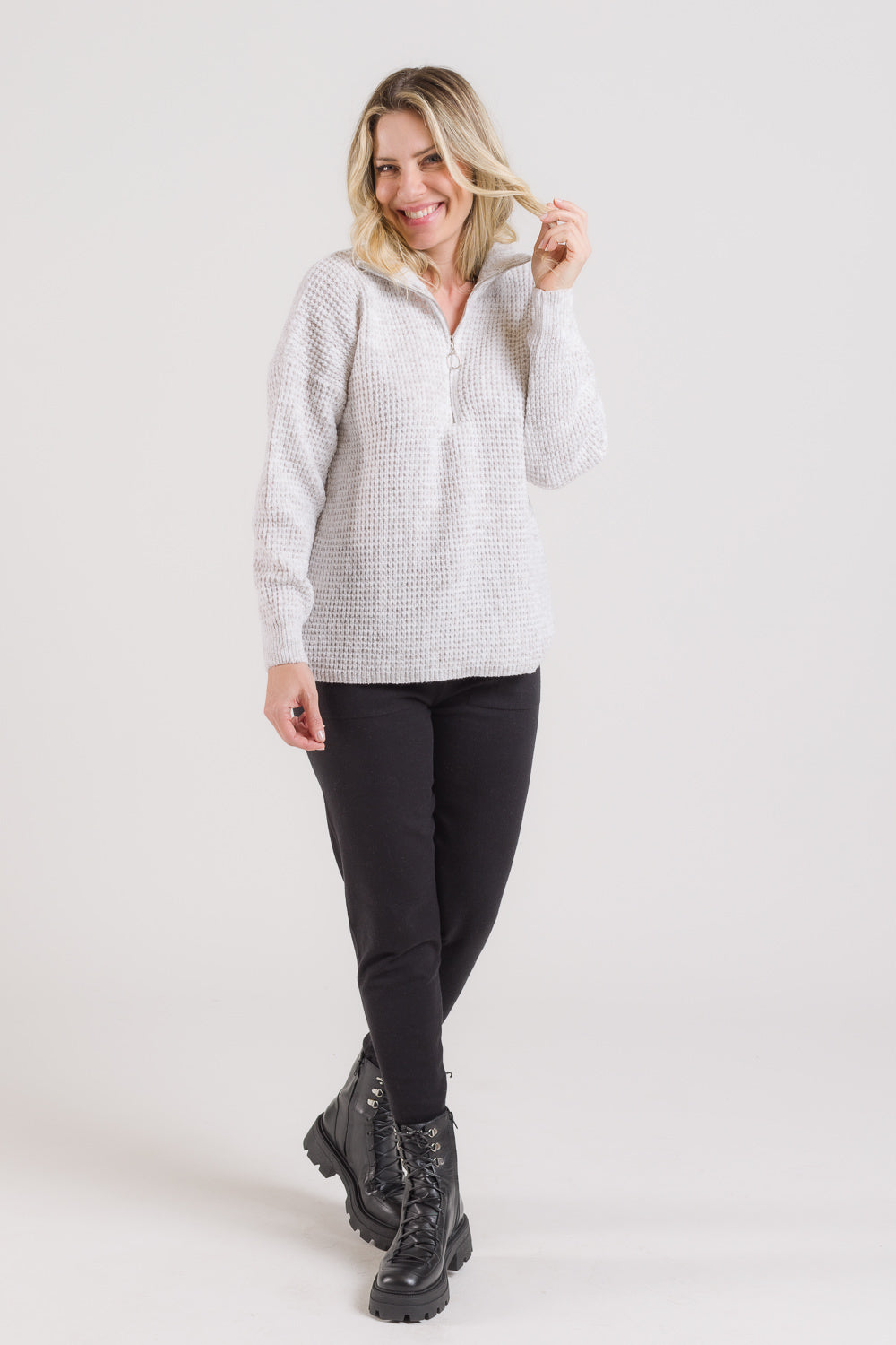 Blusa em Tricot Gola com Zíper - Michele