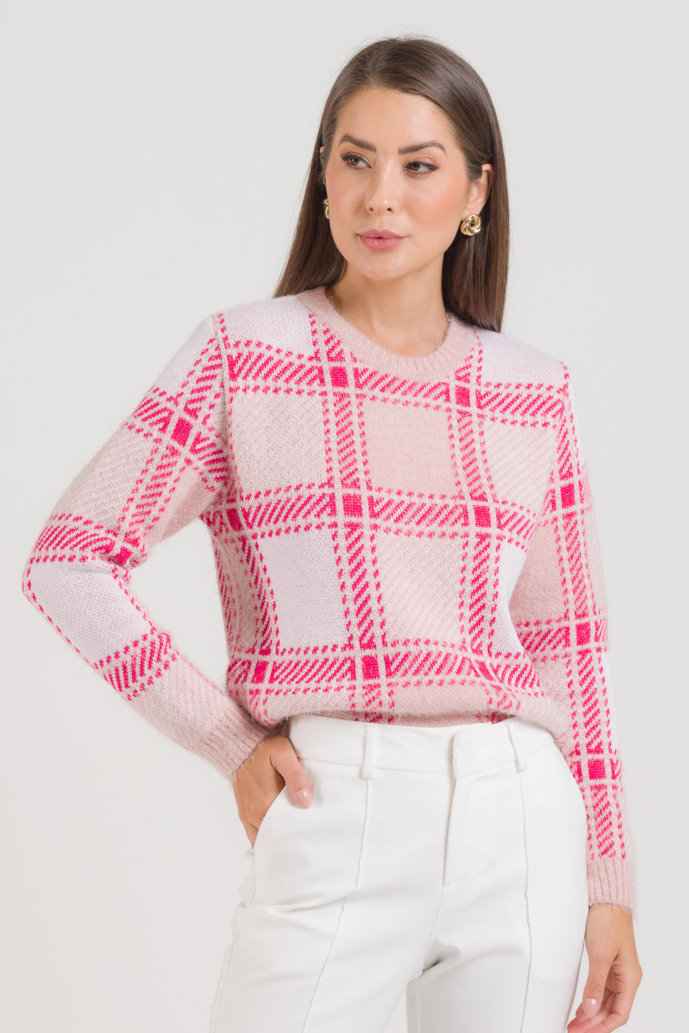 Blusa em Tricot Xadrez - Ana Paula