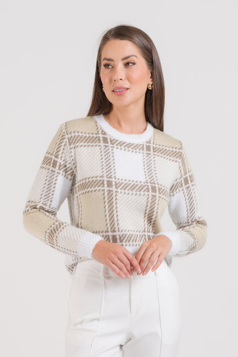 Blusa em Tricot Xadrez - Ana Paula