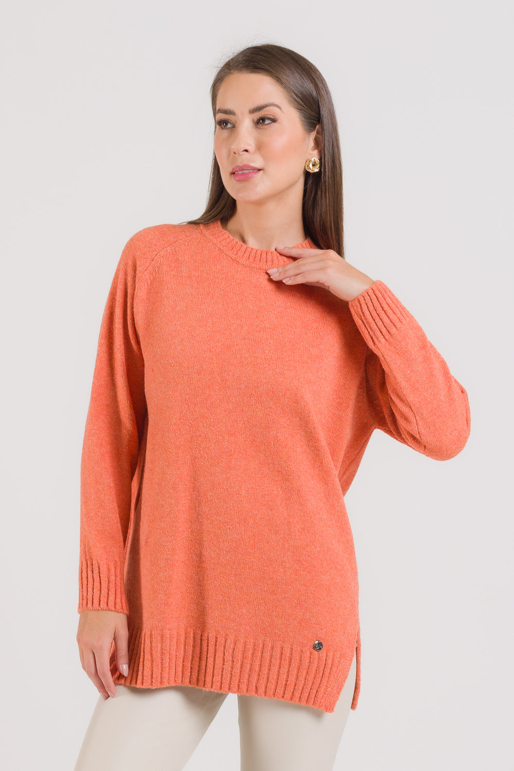 Maxi Pull em Tricot com Gola Removível - Mel