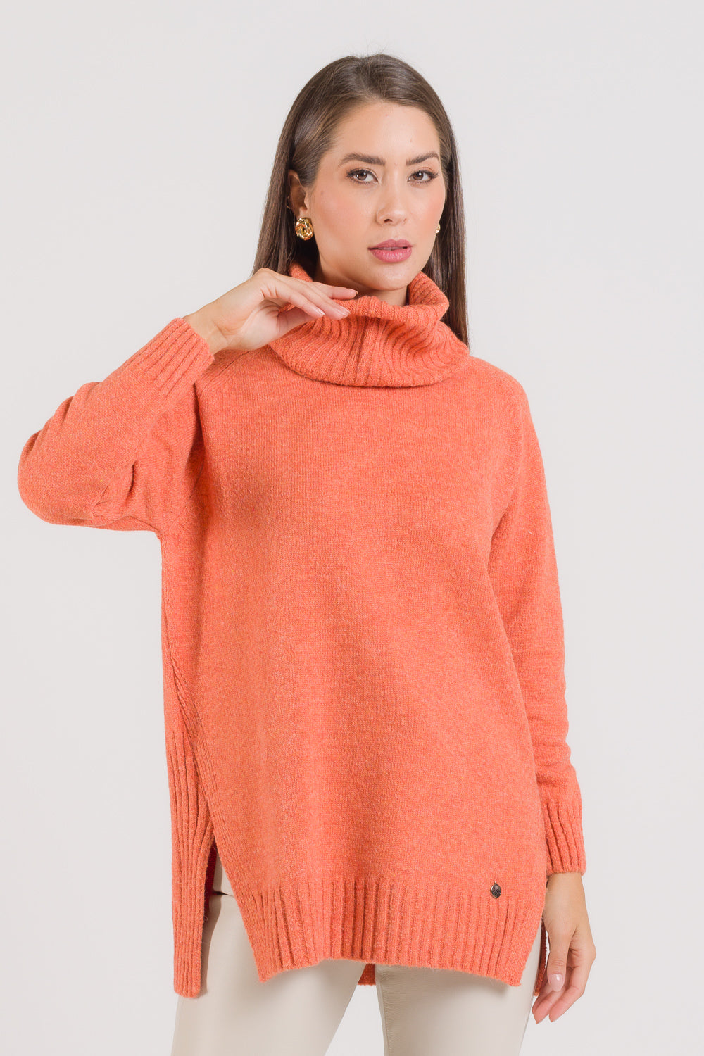 Maxi Pull em Tricot com Gola Removível - Mel