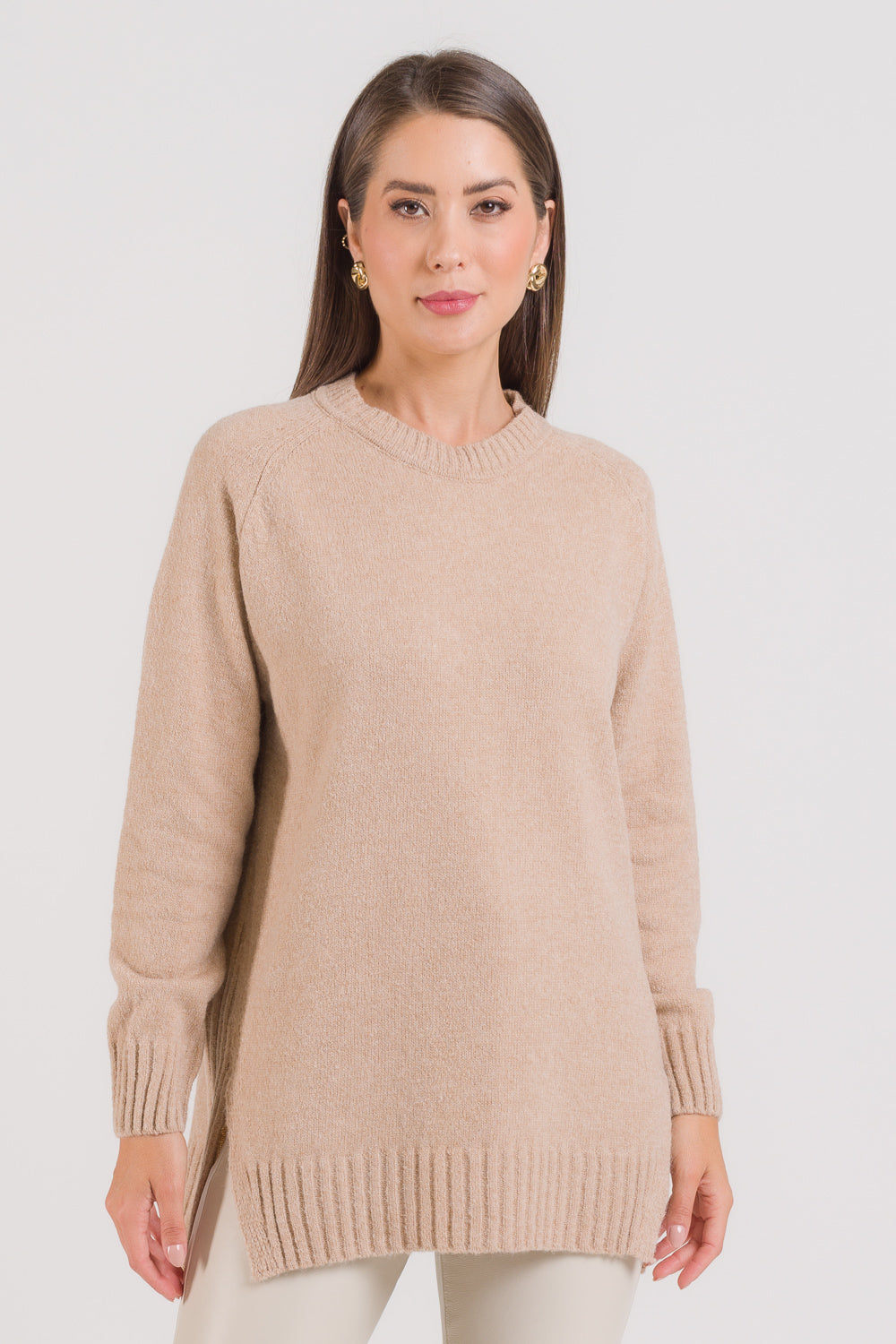 Maxi Pull em Tricot com Gola Removível - Mel