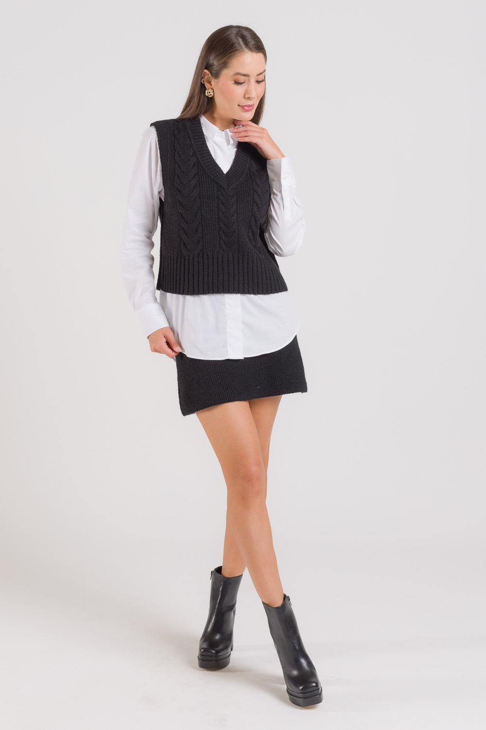 Colete em Tricot Decote V - Agatha