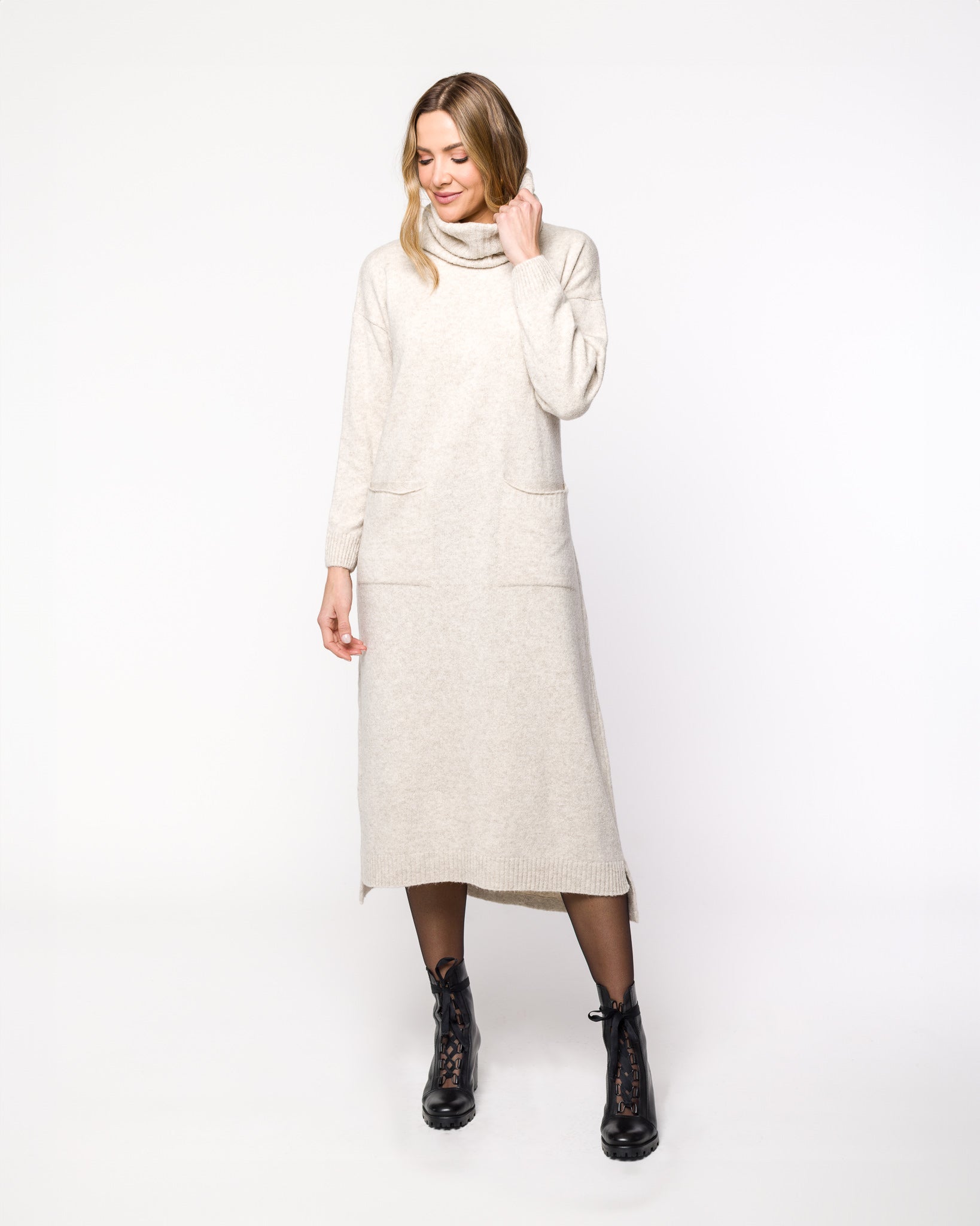 Vestido em Tricot com Bolsos - Zoe