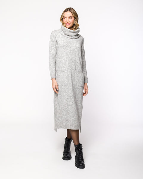 Vestido em Tricot com Bolsos - Zoe com comprimento midi e bolsos frontais
