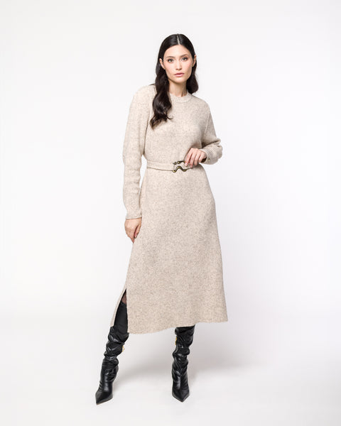 Vestido em Tricot Midi com Cinto - Diana