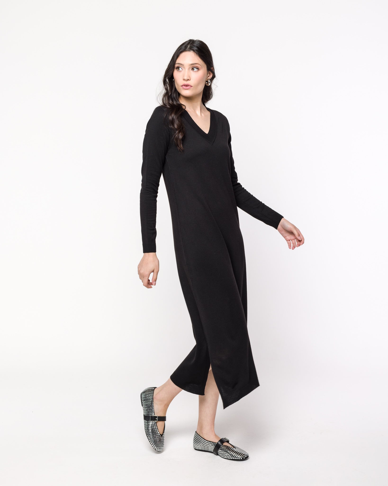 Vestido em Tricot Decote V - Tatiana