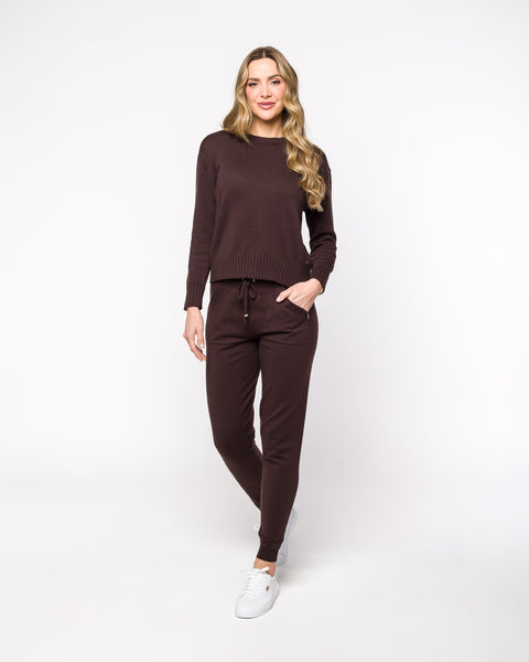 Blusa em Tricot com Nervuras Laterais - Olga com decote redondo e modelagem ampla