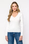 Blusa em Tricot Canelada decote V - Cassia
