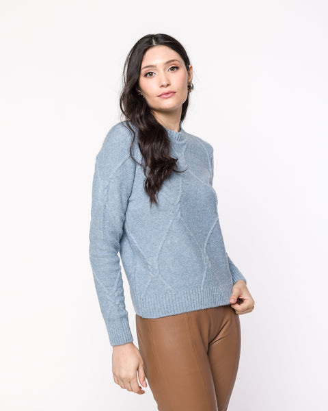 Blusa em Tricot com Tranças - Bárbara com gola redonda