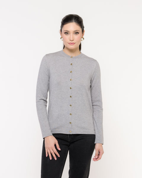 Cardigan em Tricot - Isadora com decote redondo e modelagem reta
