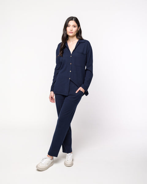 Camisa em Tricot - Marília com botões frontais, peça do conjunto Marília