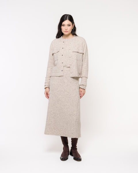 Saia em Tricot Envelope - Maria Cecilia com comprimento midi