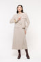 Conjunto em Tricot - Maria Cecília (Blusa + Bomber + Saia) com decote redondo e comprimento midi