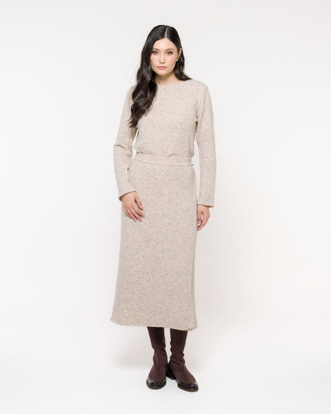 Saia em Tricot Envelope - Maria Cecilia com comprimento midi