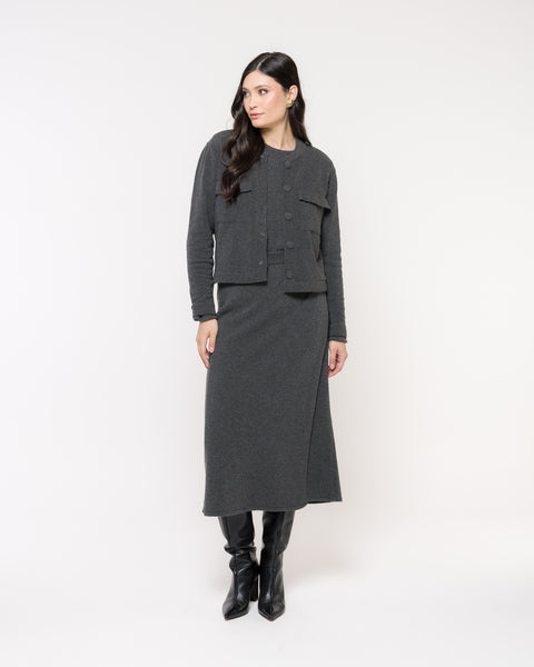 Saia em Tricot Envelope - Maria Cecilia com comprimento midi