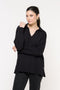 Blusa em Tricot Ampla e Gola Polo V - Alana com modelagem ampla