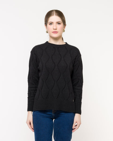 Blusa em Tricot Losango - Lorena com decote redondo
