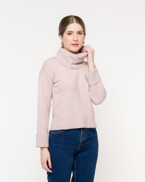 Blusa em Tricot - Neiva com decote redondo e nervura frontal