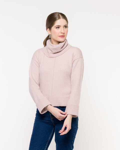 Blusa em Tricot - Neiva com decote redondo e nervura frontal