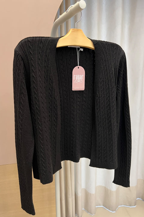 Casaco tranças tricot - Cancún com decote V e manga posta