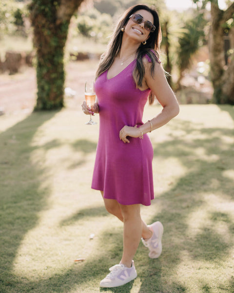 Vestido Tricot Evasê com Laço - Ibiza