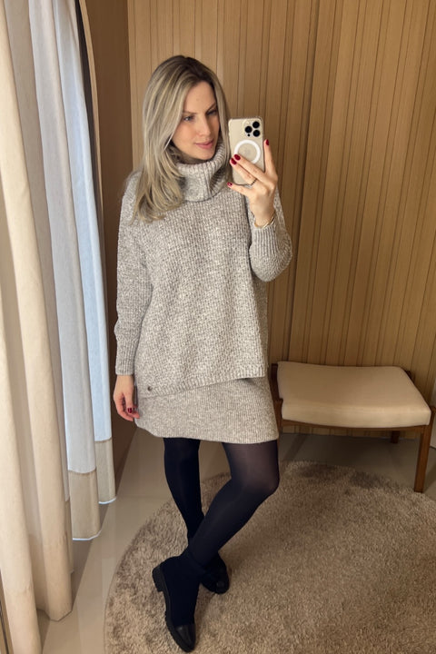 Minissaia tricot - Lidiane com modelagem evasê, peça do conjunto Lidiane