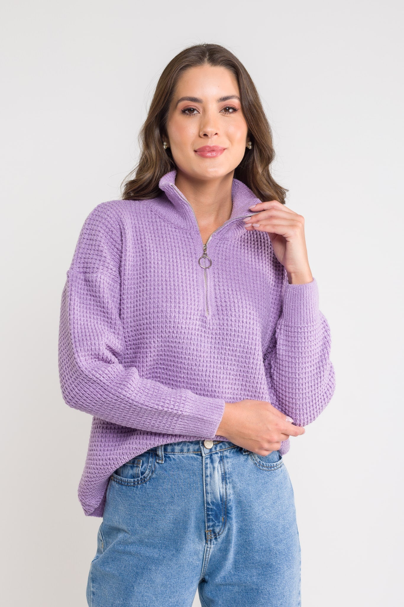 Blusa em Tricot Gola com Zíper - Michele