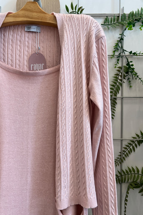 Casaco tranças tricot - Cancún com decote V e manga posta