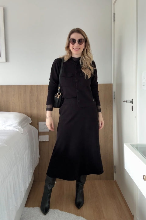 Conjunto em tricot - Flávia (Bomber + Saia)