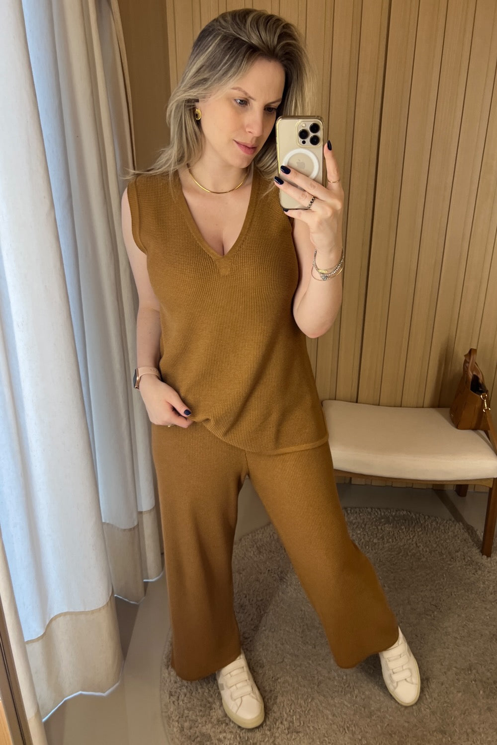 Calça Reta em Tricot trabalhada - Florença