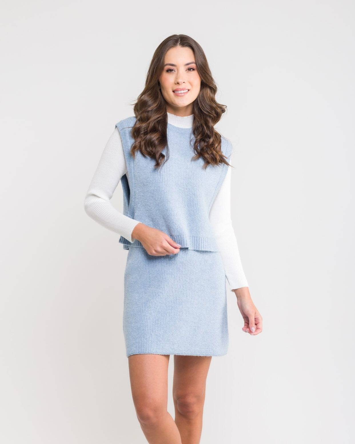 Conjunto em Tricot Lidiane (Colete + Minissaia)