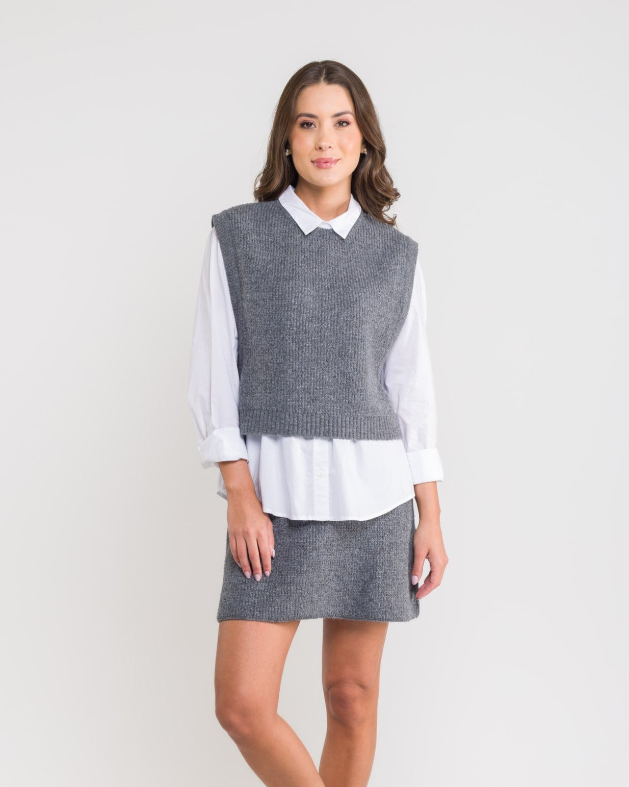 Conjunto em Tricot Lidiane (Colete + Minissaia)