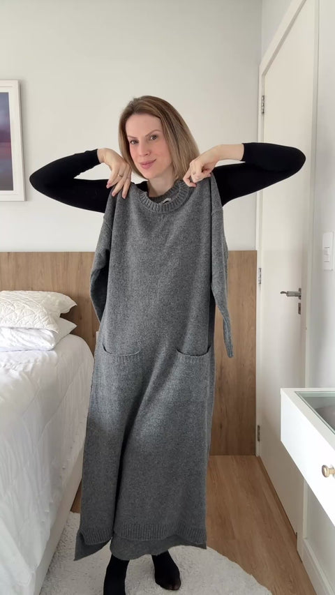Vestido em Tricot com Bolsos - Zoe