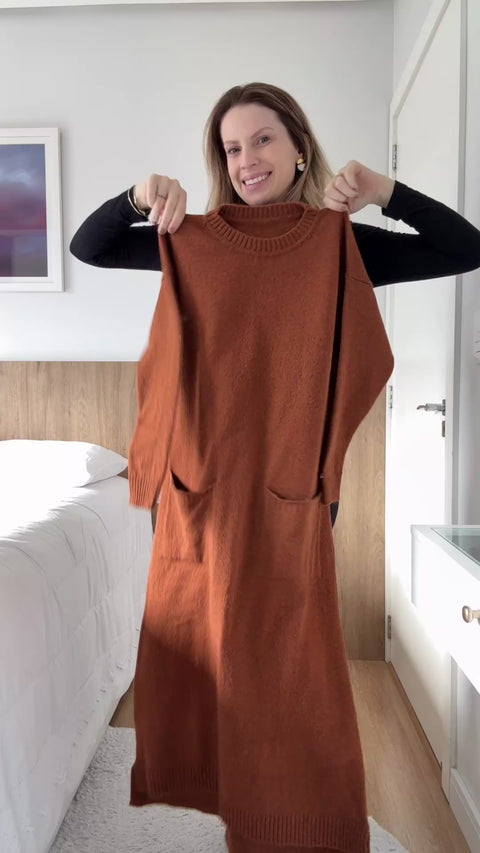 Vestido em Tricot com Bolsos - Zoe