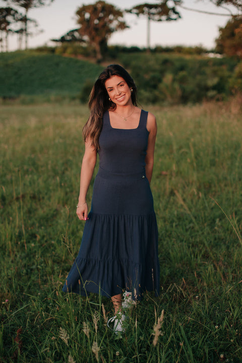 Saia Tricot Babados - Mykonos com modelagem evasê