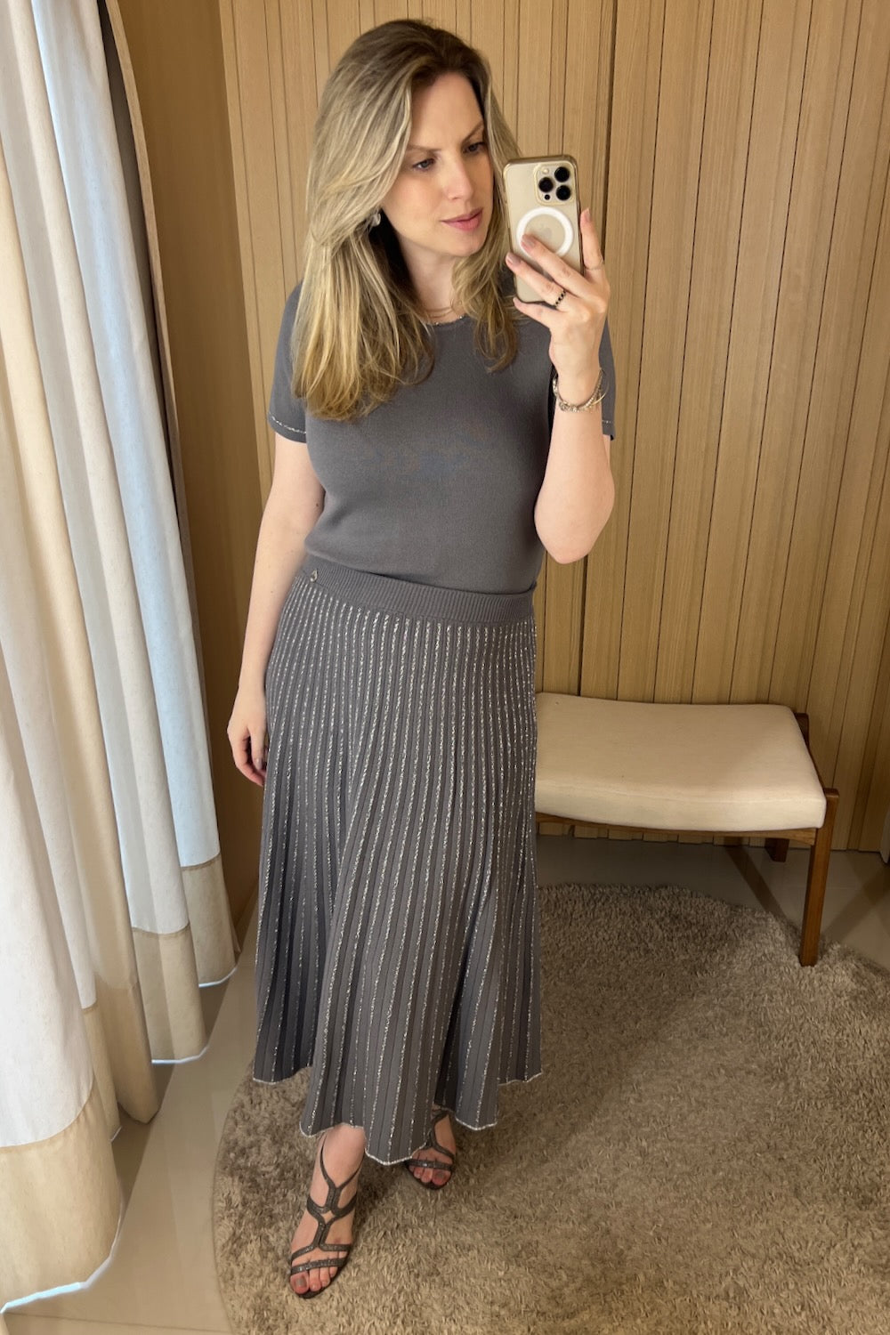 Saia Tricot Plissada - Camile