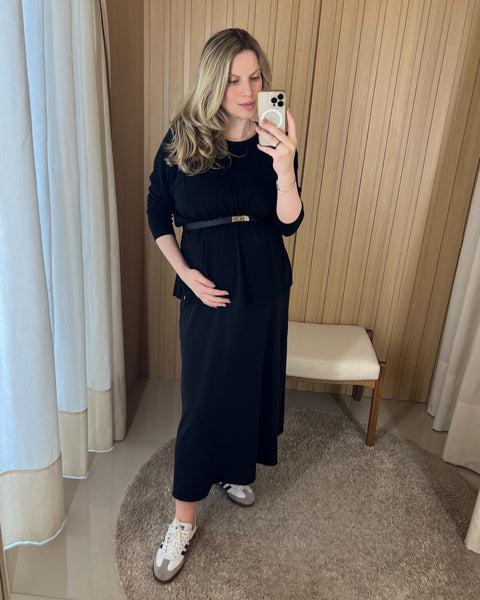 Saia em Tricot Evasê - Marina com modelagem evasê
