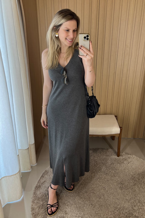 Vestido tricot com fenda frontal - Antônia