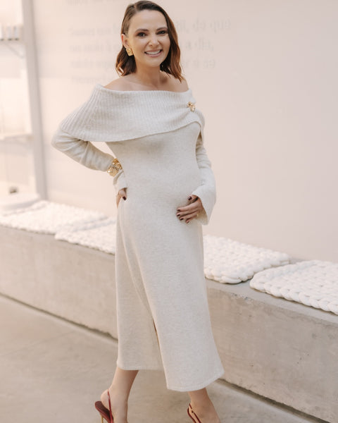 Vestido em Tricot Midi Ombro a Ombro - Mirela