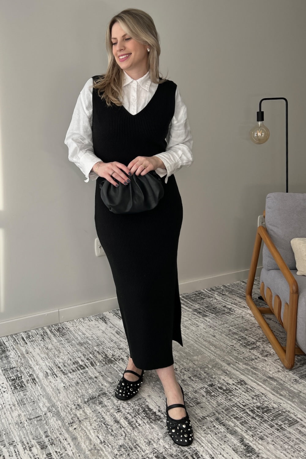 Vestido em Tricot com Fenda Lateral - Manuela